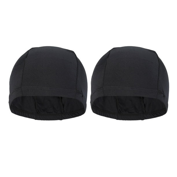 2 piezas de poliéster elástico gorro de baño cómodo ajuste gorros de baño gorros de ducha para hombres adultos mujeres pelo largo (negro)