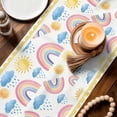 thumbnail image 3 of Rainbow Sunshine Table Runner 72 Inches, Rainy Cute Yellow Border Bed Runner Dresser Scarves Tabletop for Indoor Outdoor Parties/Ceremony/Banquet, 14" x 72", 3 of 9