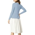 thumbnail image 4 of INSPIRE CHIC Women's Tie Front Long Sleeve Ruffled Hem Open Front Knit Cardigan M Light Blue, 4 of 8