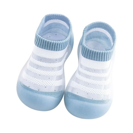 

Penkiiy Toddler Baby Boys Girls Cute Fashion Stripe Hollow Out Breathable Soft Non-slip Toddler Shoes Socks Summer Shoes for Toddlers 15-18 Months Sky Blue On Sale