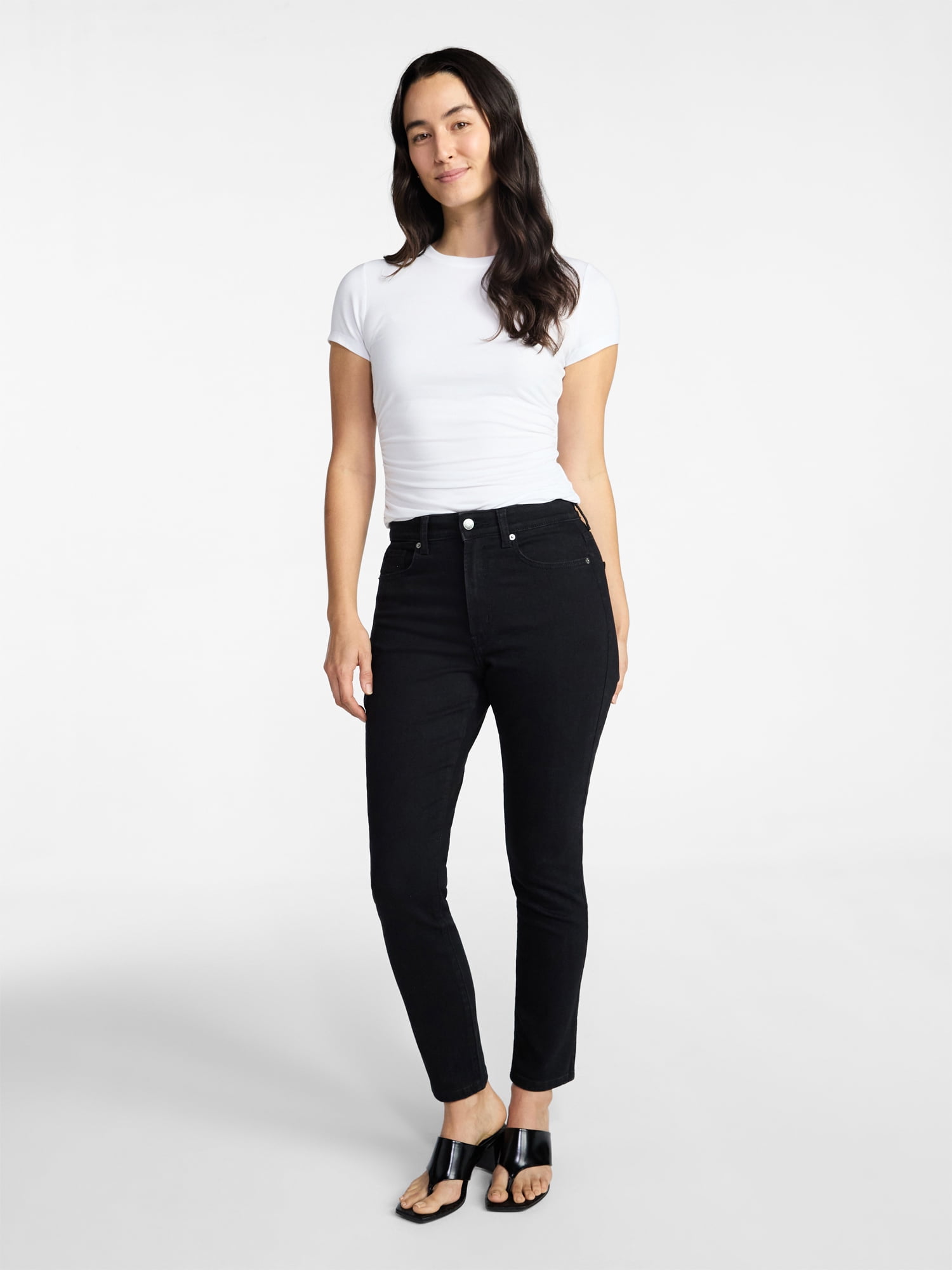 Time and Tru Women’s Ruched Tee with Short Sleeves, Sizes XS-XXXL