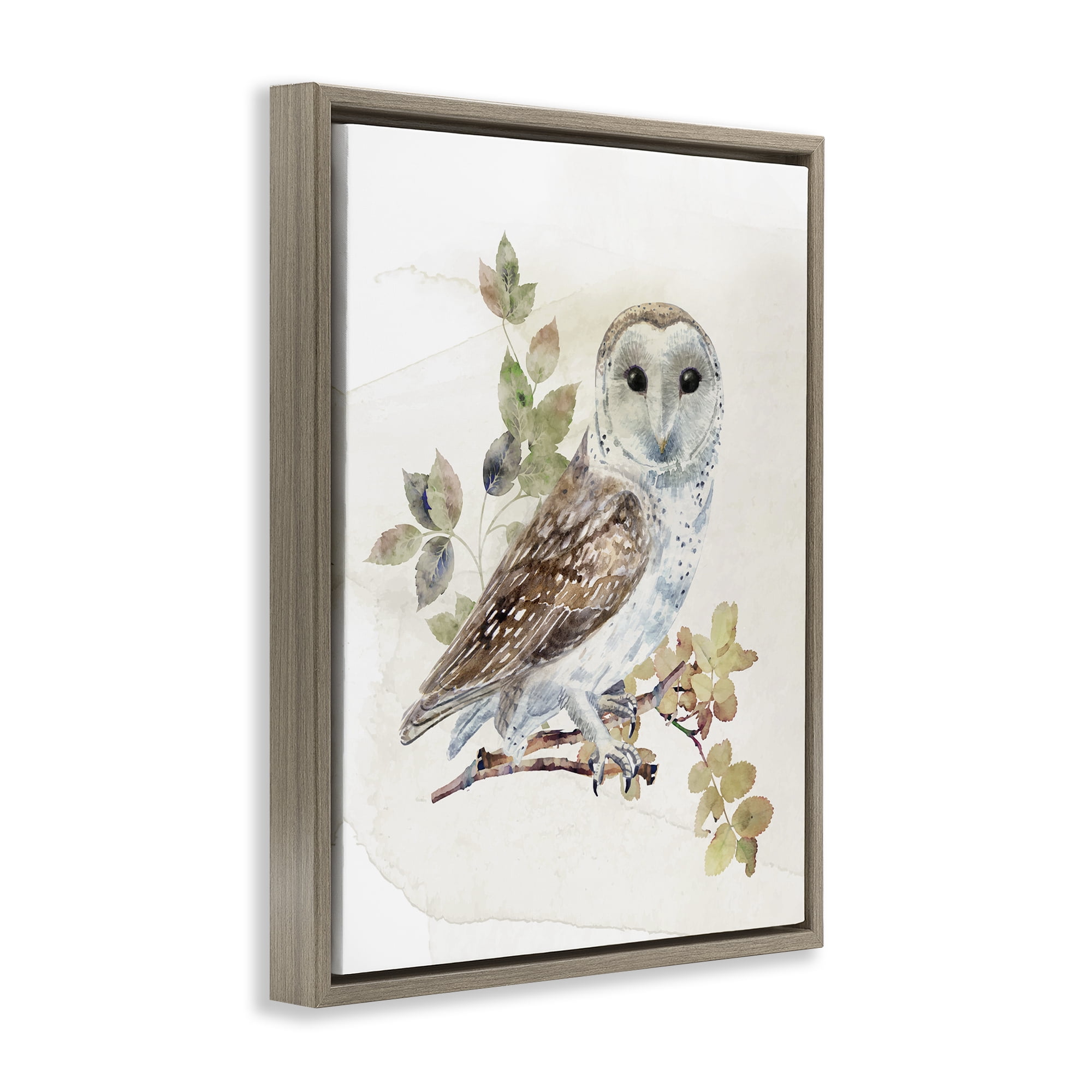 Stupell Industries Owl Among Autumn Leaves Brown Framed Floater Canvas Wall Art, design by CAD Designs