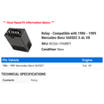 thumbnail image 2 of Relay - Compatible with 1986 - 1989 Mercedes-Benz 560SEC 5.6L V8 1987 1988, 2 of 2