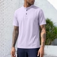 thumbnail image 2 of Men's UPF 50+ Sun Protection Henley Shirts Summer Beach Shirt Short Sleeve Tshirt Fitted T-Shirt Basic Tees Work T Shirt Purple L, 2 of 6