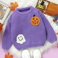 thumbnail image 2 of UngA Toddler Halloween Baby Boy Girl Halloween Sweater Pumpkin Warm Pullover Sweatshirt Knitwear Knitted Spring Fall Clothes Purple,12-18 Months, 2 of 6
