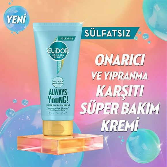 Elidor Collagen Blends Sulfate-Free Super Hair Care Cream Always Young Repairing and Anti-Wear 170 ml