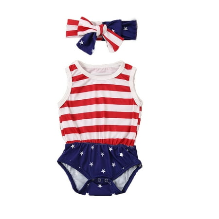

Sister Matching Independence Day Clothes Baby Girl Romper Jumpsuit Cotton Outfits