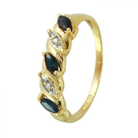 Ladies 0.76 Carat Sapphire And Diamond 10k Yellow Gold Ring