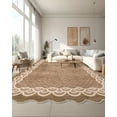 thumbnail image 2 of 5x7ft Washable Scalloped Rug,Modern Geometric Low Pile Carpet Stain Resistant Non-Slip, Faux Wool Feel Throw Rug for Living Room Bedroom Office Entryway, 2 of 9