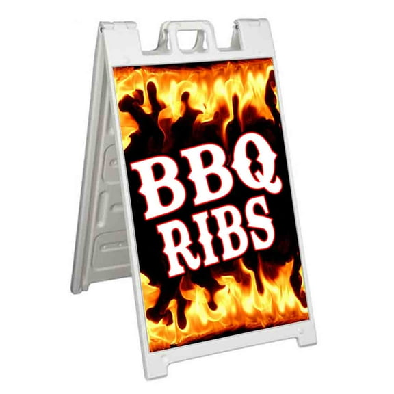 BBQ Ribs (24" X 36") Standard A-Frame Signicade, Includes Decal Applied To Stand