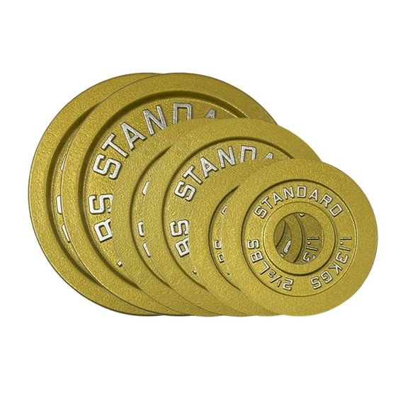 35LB Gold Olympic Steel Plate Set - 2 Inch Barbell Standard Weights in Premium Gold Finish