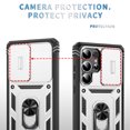thumbnail image 3 of Dteck Case for Samsung Galaxy S25 Ultra with Slide Lens Cover, Shockproof Finger Ring Holder Stand, Military Grade Drop Protection fit Magnetic Car Mount for Samsung Galaxy S25 Ultra,White+Black, 3 of 9