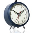 thumbnail image 1 of AYRELY® 4" Loud Analog Alarm Clock, Retro Metal Table Clock Battery Operated, Silent Non-Ticking Desk Clock with Alarm Switch Button for Bedroom, Bedside, Shelf, Office (Blue), 1 of 7