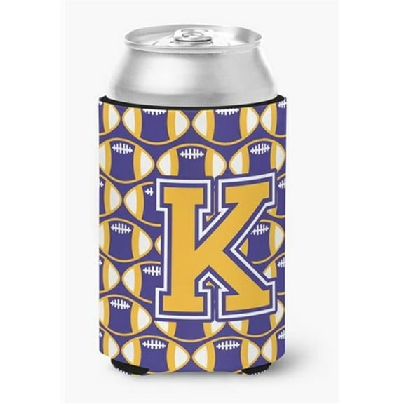 Letter K Football Purple & Gold Can or Bottle Hugger