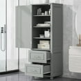 thumbnail image 6 of ALEXLOGER 61.4" Tall Bathroom Storage Cabinet with 1 Doors and 2 Drawer, Freestanding Linen Cabinet, Wooden Pantry with Adjustable Shelf for Kitchen, Bathroom, Living Room, 6 of 6