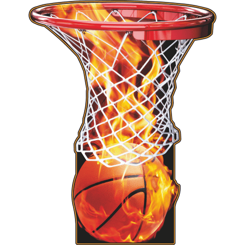 SP13414 Basketball Jam Hoop Ball On Fire Cardboard Cutout Standee Standup