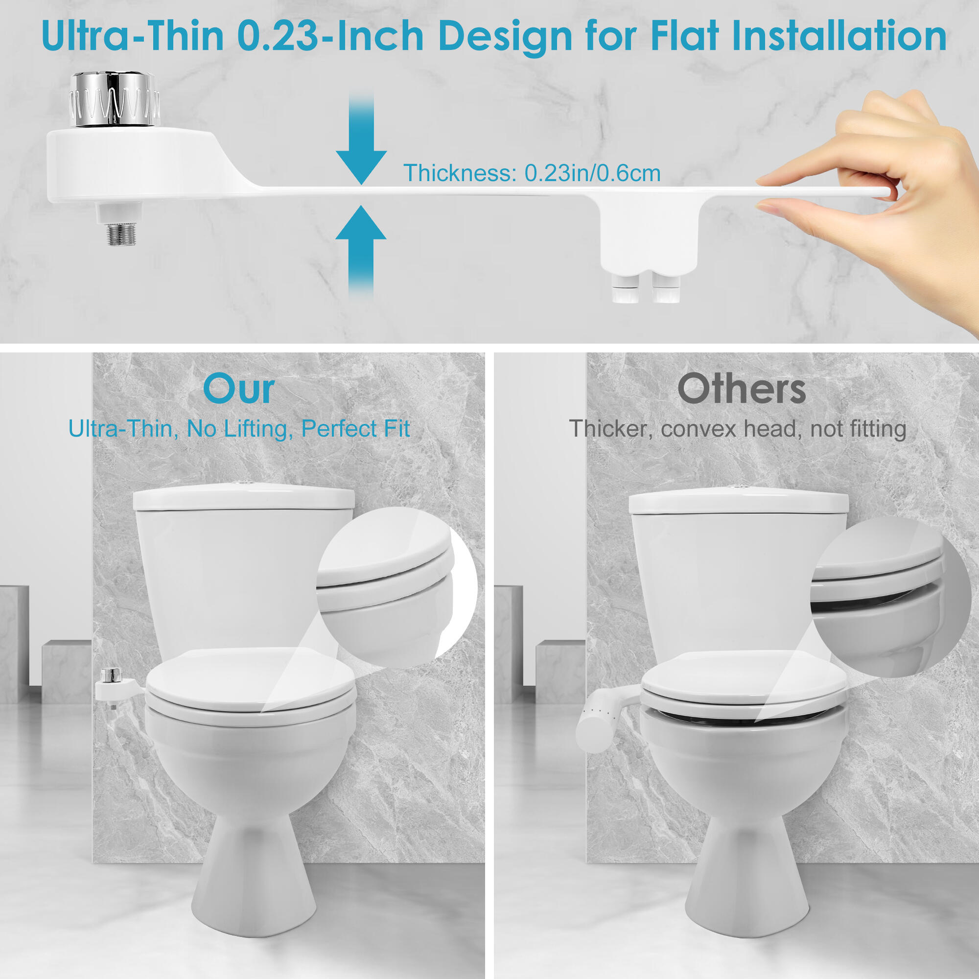 Ultra-Slim Bidet Attachment, Posterior&Feminine Wash-(Retractable