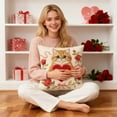 thumbnail image 4 of Valentine Decor Cat Love Heart Plush Pillowcase Furry Pal Red Rose Bedroom Sofa Pillow Cover Valentine's Day Decorations for Home, 4 of 5