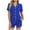Blue, variant on Women's Pajama Set - Short Sleeve Button Down Nightwear with Shorts - Soft Viscose Spandex Fabric - Maternity Nursing Friendly - Loungewear for Home