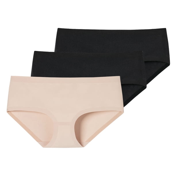 SCHIESSER panty para damas, paquete de 3 - Algodón invisible, sin costuras, paquete de ventajas Negro/Negro/Nude XXL (XX-Large)