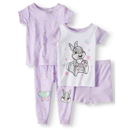- Cotton Tight Fit Pajamas, 4pc Set (Baby Girls)
