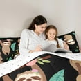 thumbnail image 4 of Manfei Funny Animal Lover Twin Bedding Sets 7-Piece, Jungle Cartoon Slotn Bedding Comforter Set, Leaf Plant Botanical Reversible Sheet Sets, Lightweight Room Decor, 4 of 7