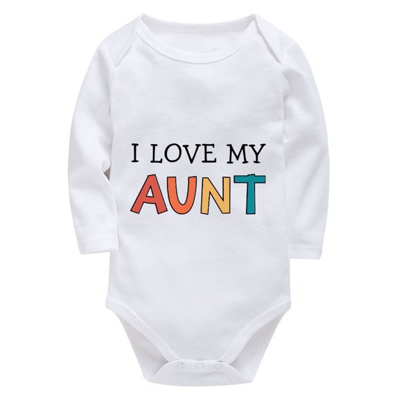 I Love My Aunt Baby Summer Romper Girl Long Sleeve Neutral Baby Girl Clothes White Boy Newborn Outfits