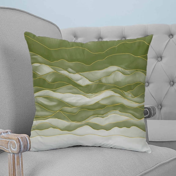 Sage Green Ombre Throw Pillow Covers, Soft Pillowcases with Invisible Zipper, Modern Moire Abstract Art Luxury Decorative Square Pillow Cushion Covers for Living Room Couch Sofa Bed 26x26 Inches