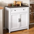 thumbnail image 6 of 30"W Farmhouse Storage Cabinet with Barn Door - Adjustable Shelf & Large Drawer, Coffee Bar Sideboard for Kitchen, Living Room, Entryway, Gray, 6 of 9
