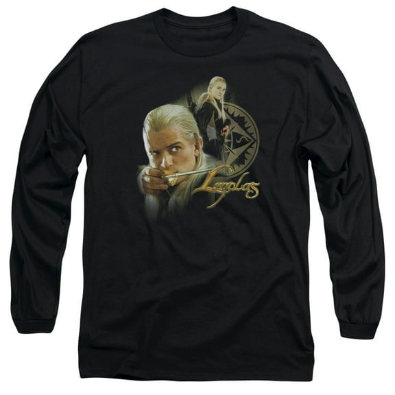 Lord of the Rings Legolas Long Sleeve Adult 18/1 T-Shirt Black