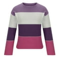 thumbnail image 6 of Htigea Womens Plus Size Sweaters Knit Long Sleeve Crewneck Tops Color Block Pullover Jumper Purple 2XL, 6 of 6