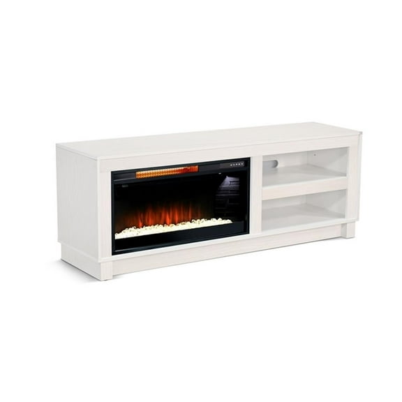 Pemberly Row Solid Wood 56" Media Console with Electric Fireplace