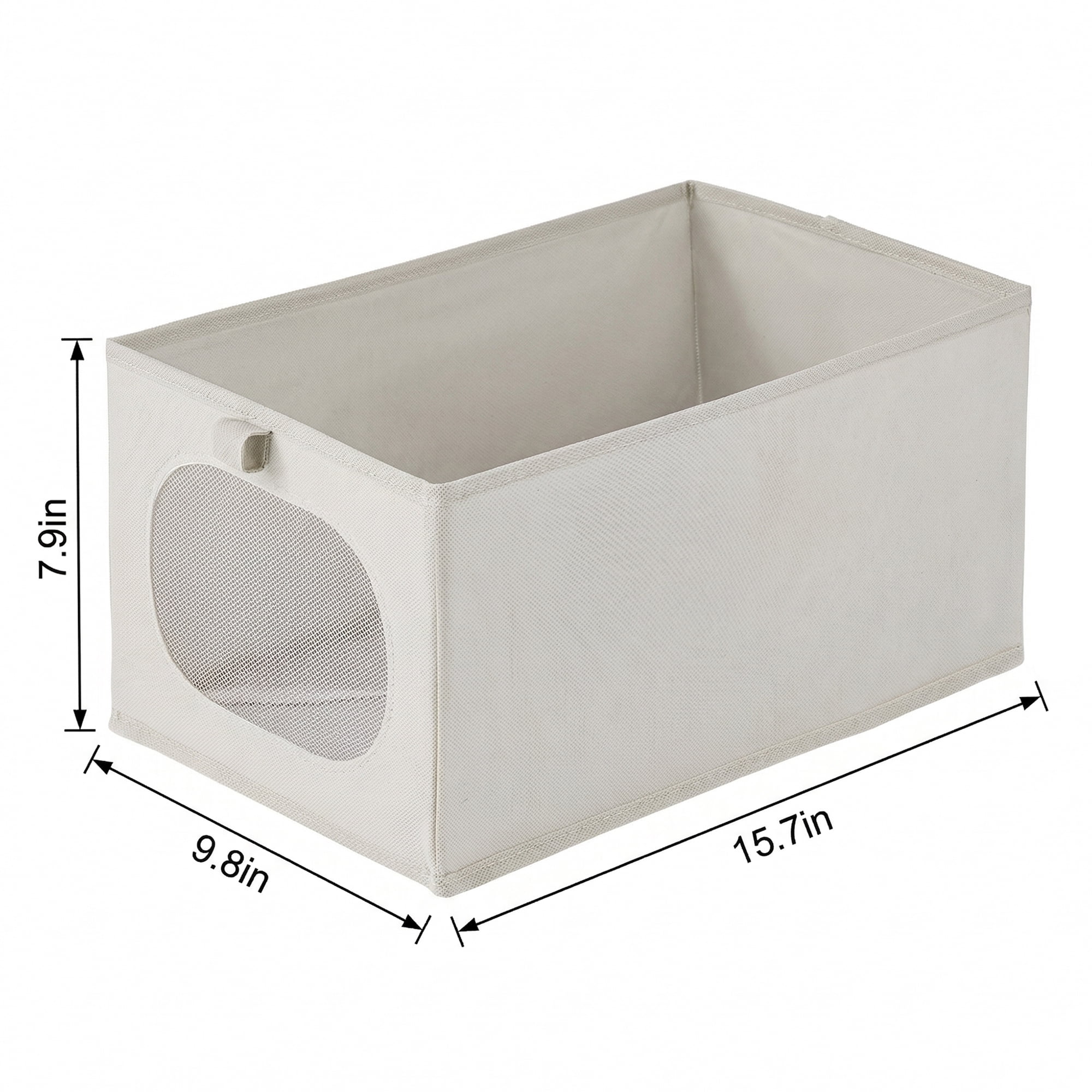 Unique Bargains Fabric Storage Bin With Bottom Light Grey 15.7*9.8*7.9in