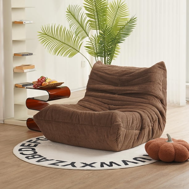 Silla para Chimenea, Sofá de Piso sin Brazos de Mediados de Siglo, Sillón de Piso de Terciopelo Carmesí Suave de Primera Calidad, Sofá de Espuma para Sala de Estar, Dormitorio y Oficina,azul Prusia