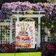 thumbnail image 5 of Bandera decorativa pequeña para jardín con diseño de pastel de feliz cumpleaños, ideal para fiestas de cumpleaños, decoración exterior de patio y césped, con lunares de arpillera, doble cara, 30 x 45, 5 of 8