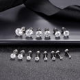 thumbnail image 7 of SHIHUALQ Stainless Steel Hypoallergenic Flat Back Earrings, Clear CZ, Fashion Jewelry, 7, 7 of 7