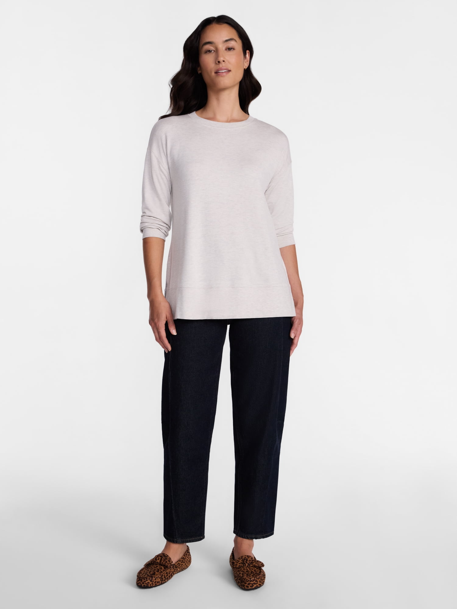 Time and Tru Women's and Women's Plus French Terry Tunic Sweatshirt, Sizes XS-XXXL