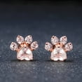 thumbnail image 2 of Pendientes de circonita de cobre con forma de garra de gato y huellas de oro rosa de estilo europeo y americano, 2 of 5