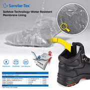SAFETOE Safety Boots for Men Composite Toe Work Boots Lightweight Cow Leather Puncture Proof Slip On Work Boots Wide Fit