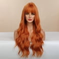 thumbnail image 2 of Peluca de estilo ondulado para mujer, cabello largo y rizado de color naranja, peluca con fibra química para la cabeza, 2 of 4