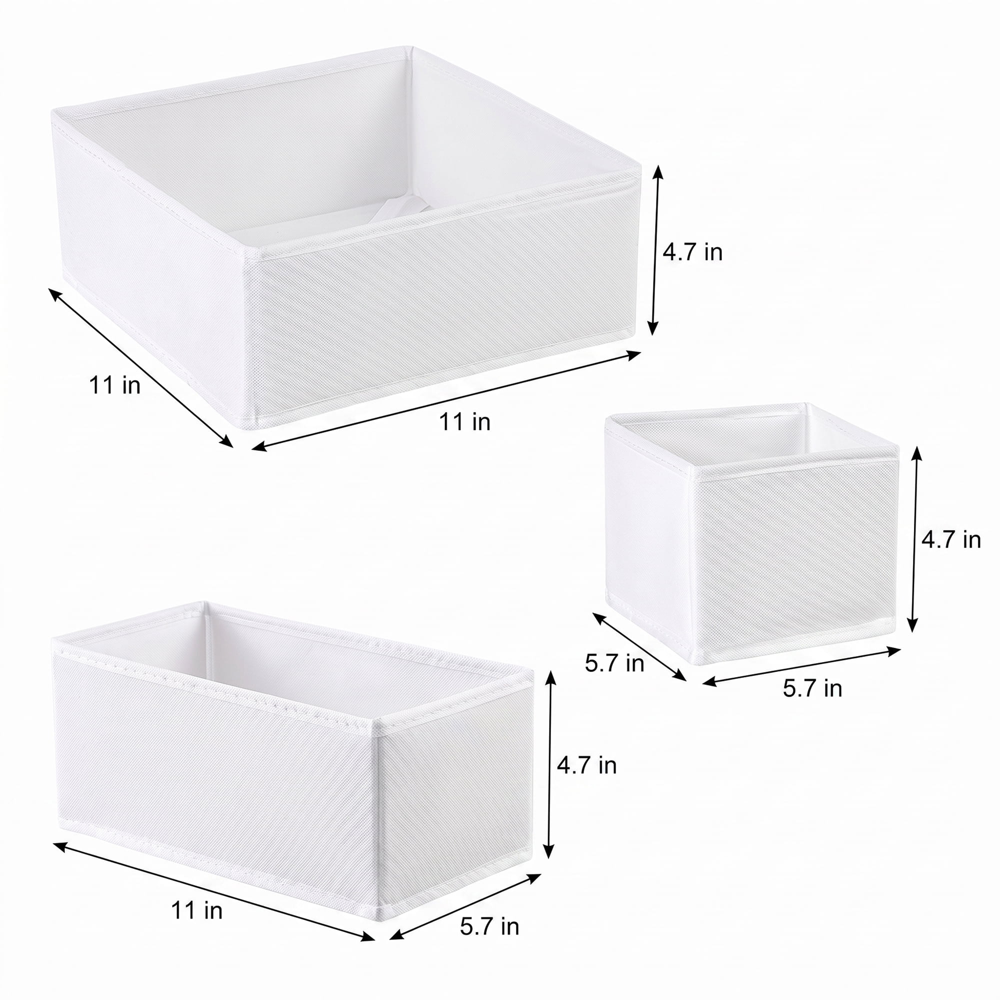 Unique Bargains Collapsible Storage Bin with Zipper for Shelves Closet White 3PCS