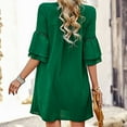 thumbnail image 4 of Robes pour Femmes 2024 Été Oversize Décontracté Imprimé Col en V Manches Courtes Longue Robe Fendue avec Poche 50 % de Réduction Liquidation!, 4 of 9
