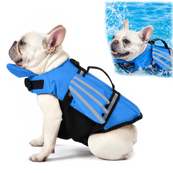 Dog Life Jacket with Chin Float & Angel Wings, High Buoyancy Reflective Dog Life Vest with Rescue Handle,Adjustable Waterproof Float Coat for Puppy Small Medium Large Dogs