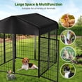 thumbnail image 2 of DOMIPET 4FT(D) x 4.2FT(W) x 4.5FT(H) Large Outdoor Heavy Duty Metal Dog Kennel Playpen with Sun/Rain Roof Top for Cat Duck Chicken, 2 of 5
