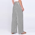 thumbnail image 4 of Women's Fashion Loose Pleated Elastic Waistband Pocket Striped Casual Pants for Modern and Relaxed Style,Black,XL, 4 of 6