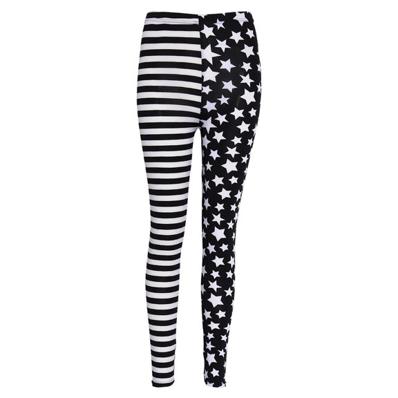 Aellinatey Women Stripe Stars Tights Leggings Elastic Waist Stretch Pencil Pants Jeggings