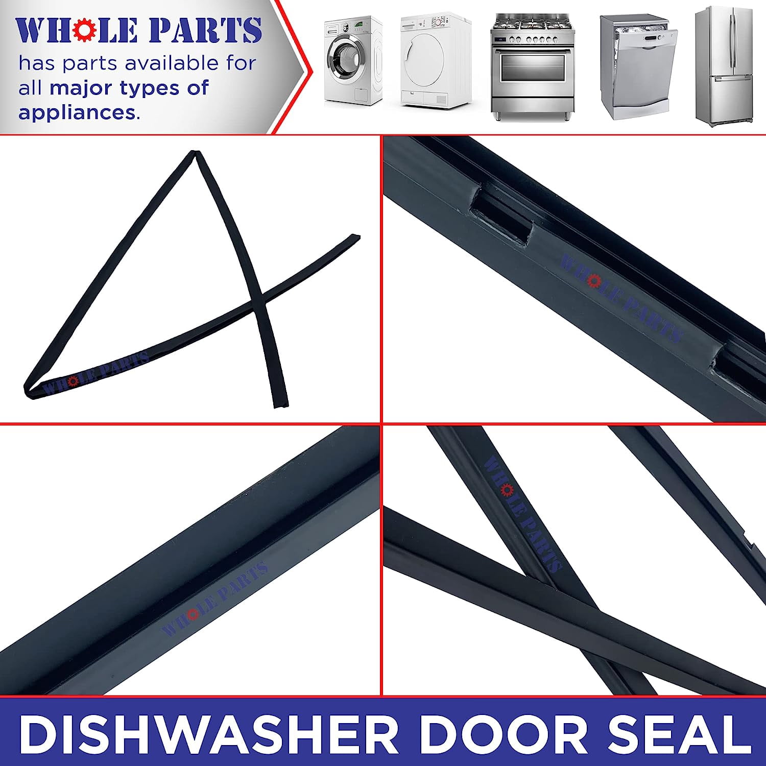 Whole Parts Dishwasher Door Deal Gasket Part# 154528701 - Replacement and Compatible with Some Frigidaire and Kenmore Dishwashers