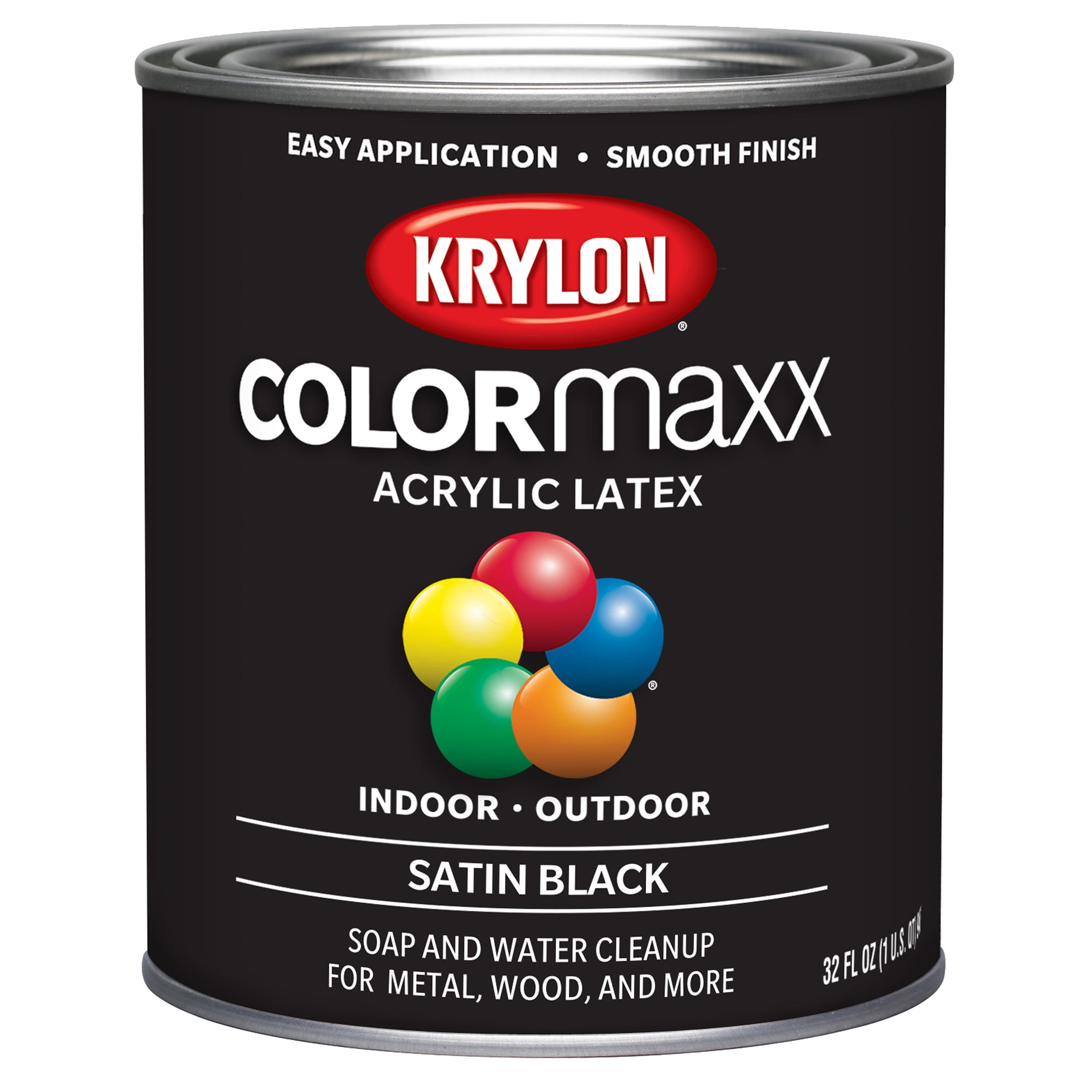 Krylon COLORmaxx Brush On, Satin, Black, 1 Quart