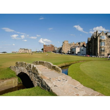 Golfing the Swilcan Bridge on the 18th Hole, St Andrews Golf Course, Scotland Print Wall Art By Bill