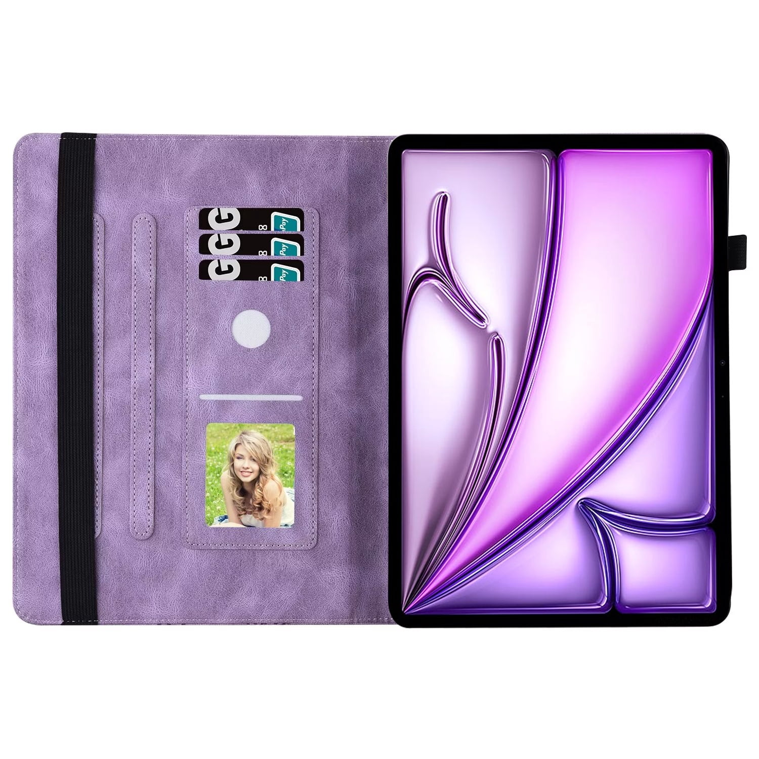 Dteck Butterfly Pattern Case for iPad Air 13 inch 2025/2024,Magnetic PU Leather Smart Auto Wake/Sleep Folio Stand Case Card Slot Pencil Holder Cover for iPad Air 13-in. M3/M2,Purple